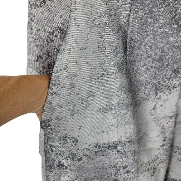 Vtg 80s Metallic Silver Fit Flare Dress Sz 14 Pockets Holiday Party Cocktail - Picture 7 of 11